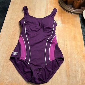 Speedo racing suit, purple, size 8